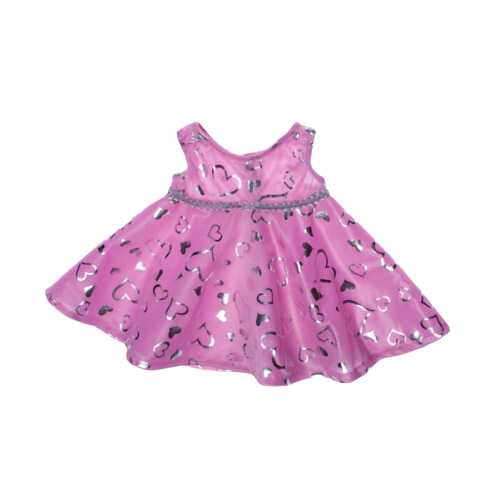 VESTIDO ROSA CORAZÓN PLATEADO