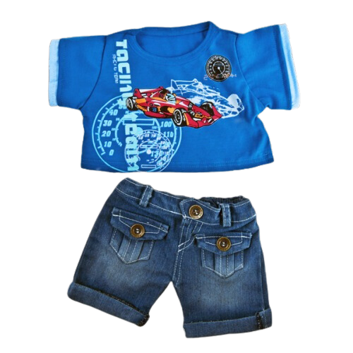 CAMISETA AZUL AUTO Y JEAN